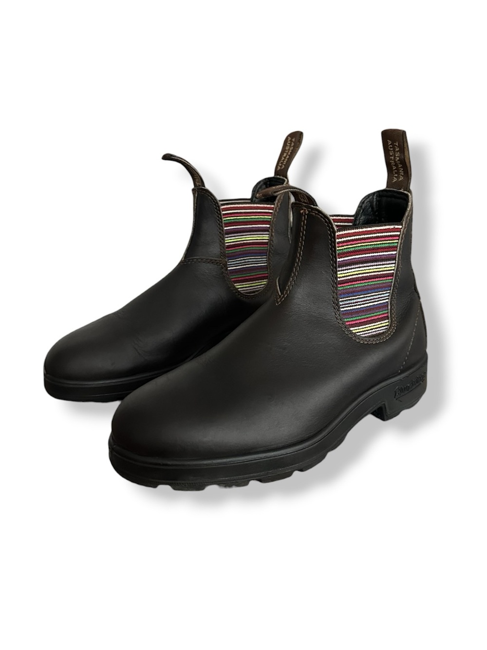 Blundstone Originals #1409 Stout Brown Striped Elastic Boots Size AUS 4|US 7